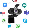 USB Webcam with Microphone 1080P Full HD, 2MP USB Camera for Video Calls/Video Conferences/Online Teaching/Skype, Compatible with PC Laptop Desktop MàcBòòk/Wíndòws Andròid iòS, Wíde Angle. 