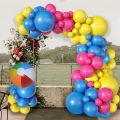 Party Supplies Hot Pink Balloon Arch Kit Yellow Dark Blue Beach Theme Summer Balloons Kit Girls. 