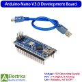 Arduino Nano V3.0 ATmega328P Development Board with USB Cable Mini Compatible Controller Board for DIY Projects, Robotics & Electronics Prototyping by Electrica. 