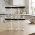 Pack of 6 / 12 Airtight Kitchen Storage Containers 350ml - Leakproof Masala Jar Set - Stackable Plastic Spice Box & Pantry Organizer + Free Spoons. 