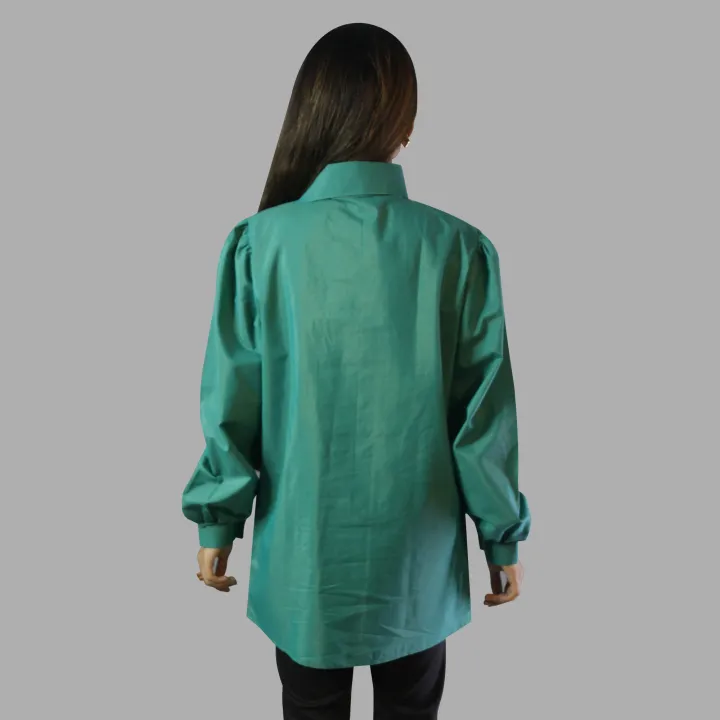 Sea%20green%20side%20pleated%20and%20pearl%20button%20kurti%20with%20shirt%20collar%20-%20Image%202