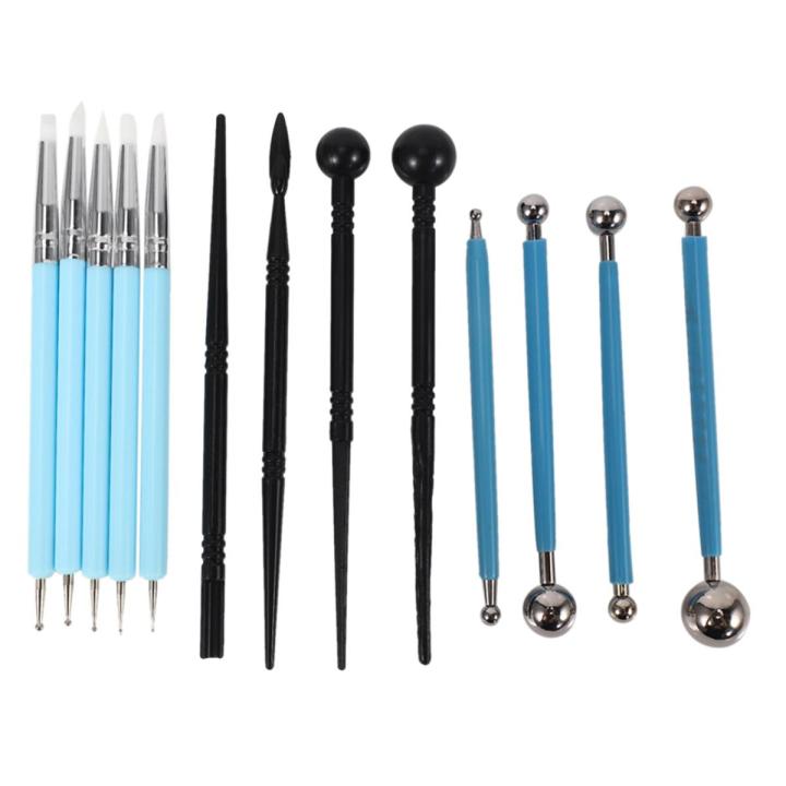 13pcs Polymer Modeling Clay Sculpting Tools Dotting Pen Silicone Tips Ball Stylus Pottery Ceramic Clay Indentation Tools Set Also For Cake Fondant