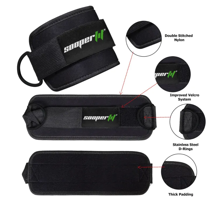 Sooperfit%20Gym%20Straps%20Weight%20Lifting%20straps%20for%20adjustable%20d-ring%20gym%20ankle%20pulley%20cable%20machine%20attachment%20neoprene%20ankle%20cuff%20-%20Black%20-%20Image%205