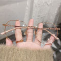 EB Retro Versatile Irregular Small Frame Glasses Anti Blue Light Metal Frame Transparent Glasses for Women. 