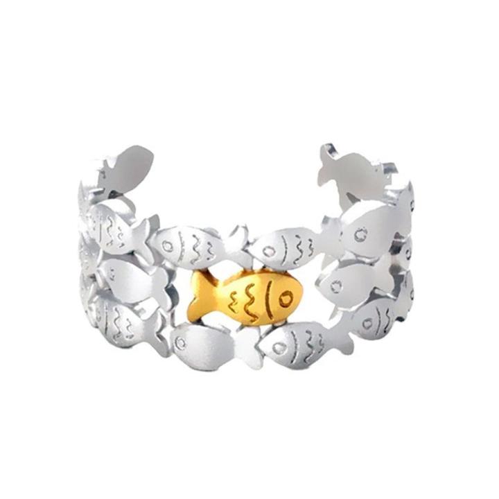 Ring Adjustable Charming Open Cuff Stylish Little Fish Ring for Women