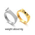2024 New Arrival PVD 18k Gold Personalized Engraved Name Bar Signet Ring For Men Women Stackable Plain Slim Thin Pinky Band Ring. 