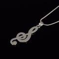 Music Note Treble Musical Symbol G Clef Statement Gold Color Stainless Steel Snake Chain Pendant For Woman Man. 