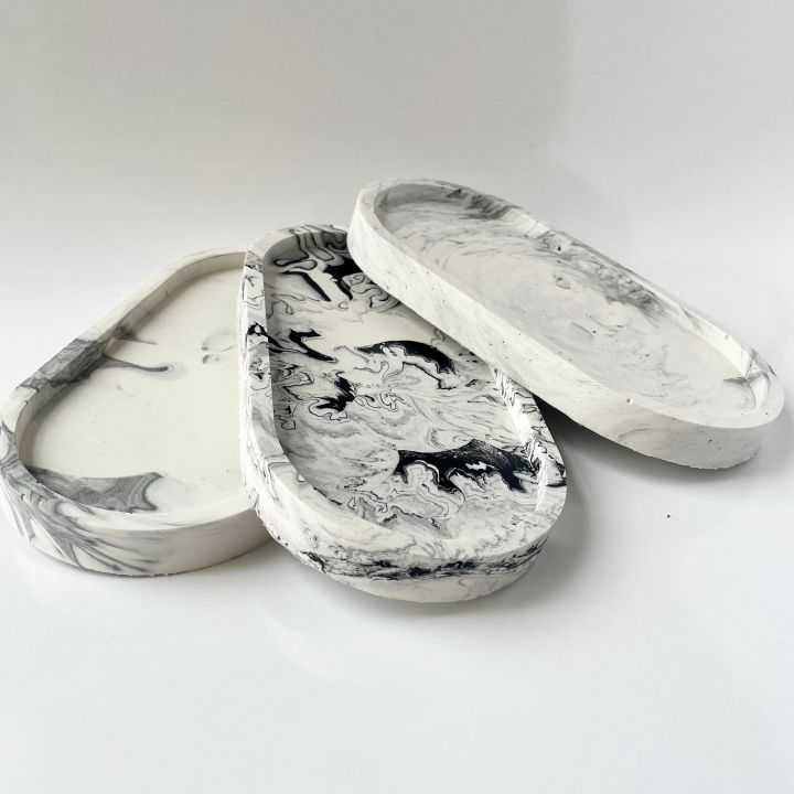 Decorative Tray, Oval Marble Tray for Home Decor Trinket Dish for Dressing Tables for Perfume, Ring Jewellery Trays Oval Tary by Tajdar