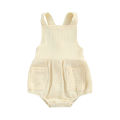 Baby Boy Girls Sleeveless Jumpsuit Summer Casual Solid Color Suspender Romper with Pockets. 