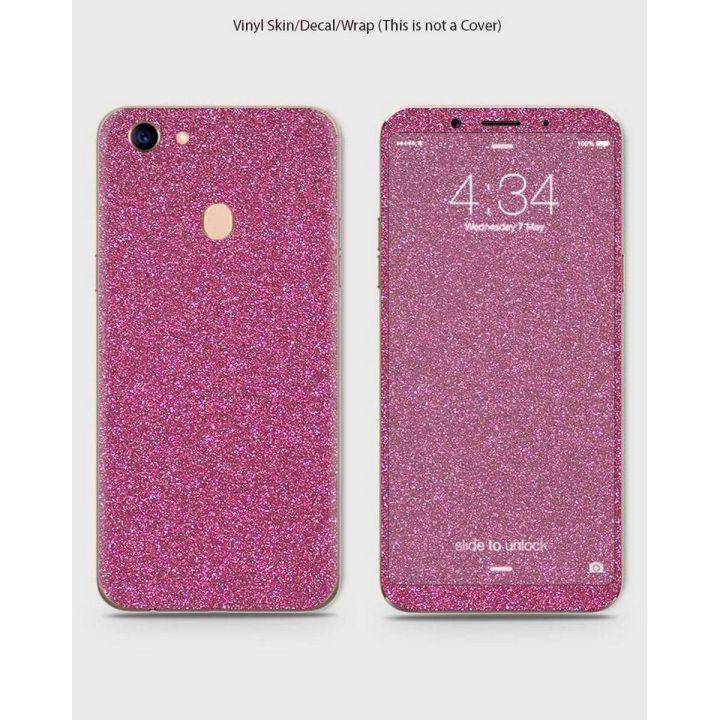 Oppo F5 Phone Skin Front Back And Sides Petal Pink Glitter Texture Skin