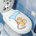 Cartoon cute flush duck toilet cover renovation stickers bathroom creative personality layout kitchen waterproof decorative stickers. 