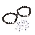 Pair of Customized name letter bracelet/Black 4mm beads. 