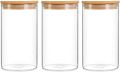 Glass 1400 ml Kitchen Storage Borosilicate Glass Jar And Container, Air Tight Bamboo Wooden Lid Container, Transparent Glass Cereal Dispenser   (  pack of 4  ) (pack of 3 )     |   with 8   stickers for labling. 