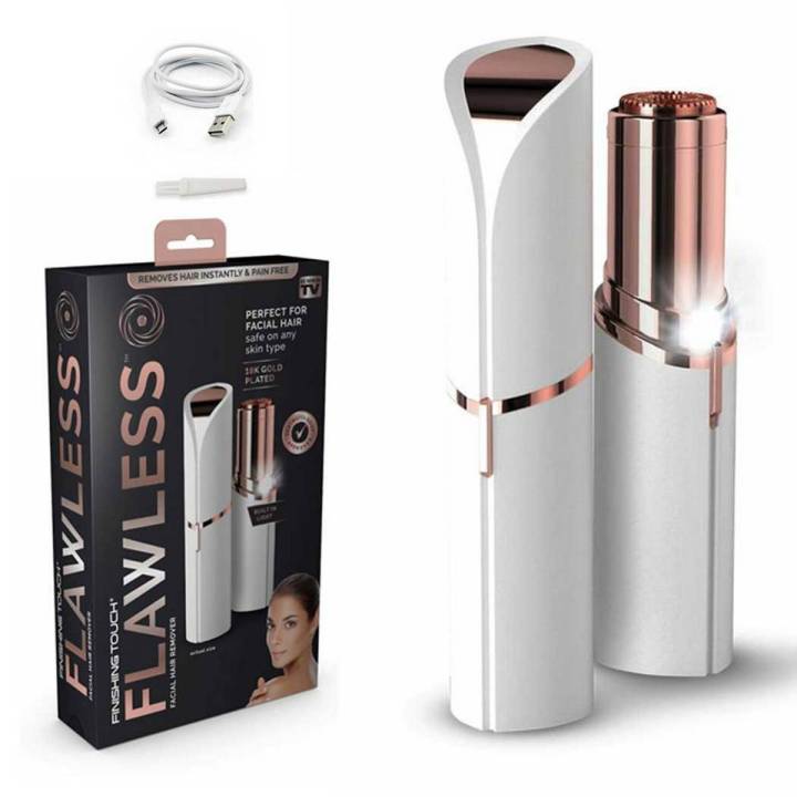 Flawless Laser Facial Hair Remover Rechargeable With USB Cable For Gentle And Smooth Skin With Heavy Duty battery| Ecartmax