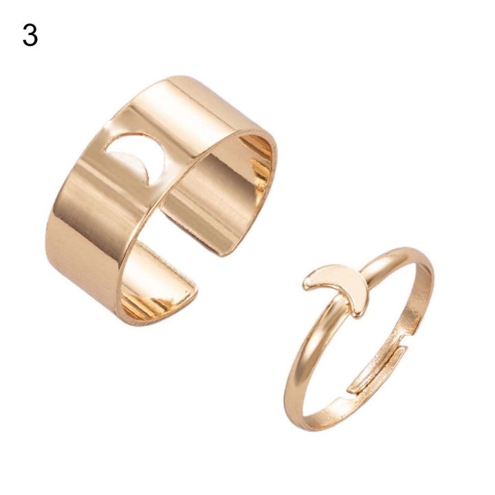 2Pcs/Set Butterfly Opening Alloy Wide Thin Hollow Couple Rings Finger Rings for Anniversary Women
