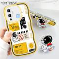 Hontinga for Infinix Hot 12 Play Back Cover + Free Holder Fashion Soft Wavy Phone Case Camera Protection Transparent TPU Cover. 