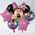 Minnie Mouse 5 Foil Balloons Set For Girl Birthday Decoration. 