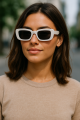 Trendy White Frame Rectangular Sunglasses – Unisex UV Protection. 