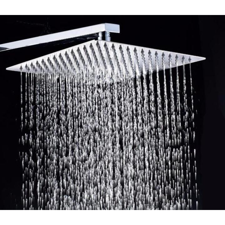 Rainfall Shower Head 8 inch, Solid Stainless Steel Square Ultra Thin Water Saving Chrome Finish 100 Pores