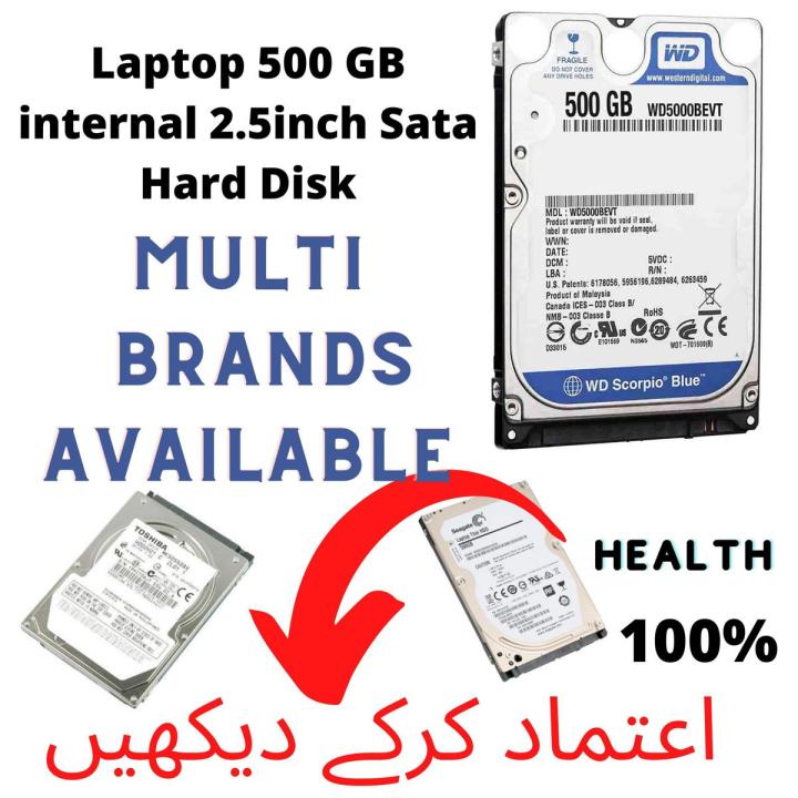Laptop Hard Disk 500 GB internal 2.5inch Sata Multi Brands Slim Fat 100% health Branded No Bad Sector