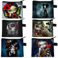 Gothic Girs Print Coin Purse Mini Portable Woman Shopping Coin Bag Skull Cartoon Girl Wallet Key Bag. 