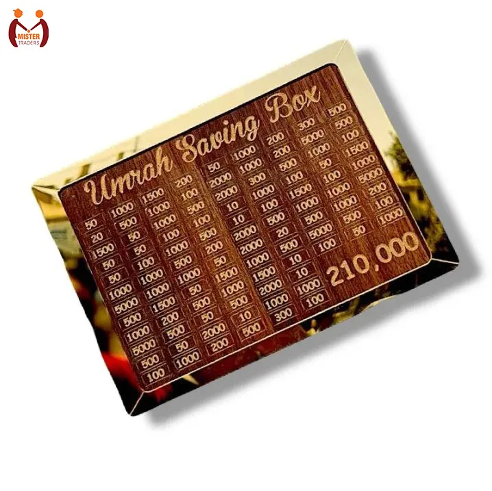 Mister Traders Brand Acrylic Golden Umrah Saving Wooden Box I Umrah Saving Box I Saving Box I Wooden Money Box I Money Saving Box I Gift Box I Money Box I Umrah Box I Umrah Money Saving Box I Umrah Money Box I Umrah Saving Box I Umrah