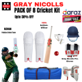 Quality Pack of 8 Gray Nicoll Cricket Kit For Professional Players I Babar Azam Cricket Kit With English-Serbian Wood Bat | Pack of 8 Quality Cricket Kit For Players | Senior Cricket Kit for Adult Players 2022 | Legends Cricket Kit in Cheap Price. 