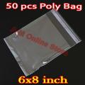 Pack of 50pcs ( 6x8  )Transparent, Resealable Cellophane/BOPP/Plastic Bags For Storage-Self Adhesive-Polythene Peel + Seal Bags For Packing-Storing Plastic Bags, Opp Packaging Poly Bags. 