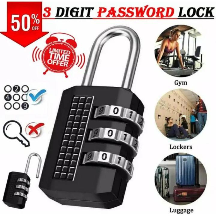 3 Digit Dial Code Number Combination Lock Padlock Small Portable Lug...