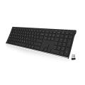 Arteck 2.4G Wireless Keyboard Stainless Steel Ultra Slim Full Size Keyboard with Numeric Keypad for Computer/Desktop/PC/Laptop/Surface/Smart TV and Windows 10/8/ 7 Built in Rechargeable Battery. 