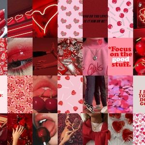 Lovecore Wall Collage Kit, Valentine’s Day Collage Kit, Red Wall Collage, Red Aesthetic, Red Collage Kit 50PCS