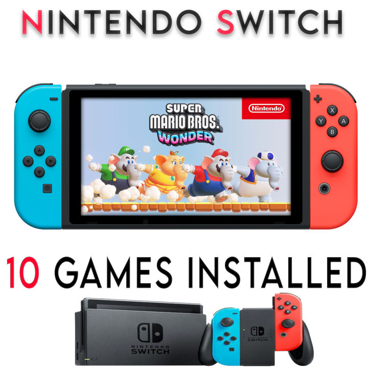 Nintendo Switch V2 - Modified - 128GB, 10 Games, Joy-Cons, Dock & Charger - like new