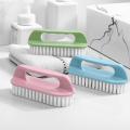 【Happier】 Cleaning Brush Soft Long Bristles Ergonomic Handle Plastic Clothes Sneaker Floor Scrub Brush Grooves Brush For Home. 