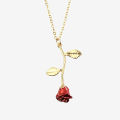 The Jewels Gallery Red Rose Necklace Beauty & the Beast Rose Necklace, Anniversary Gift For Girls. 