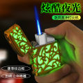 Wenzhou Lighter Factory Luminous Tangcao Direct Punching Windproof Creative Personality High-End Boys Lighter Trend Send Male Friends. 
