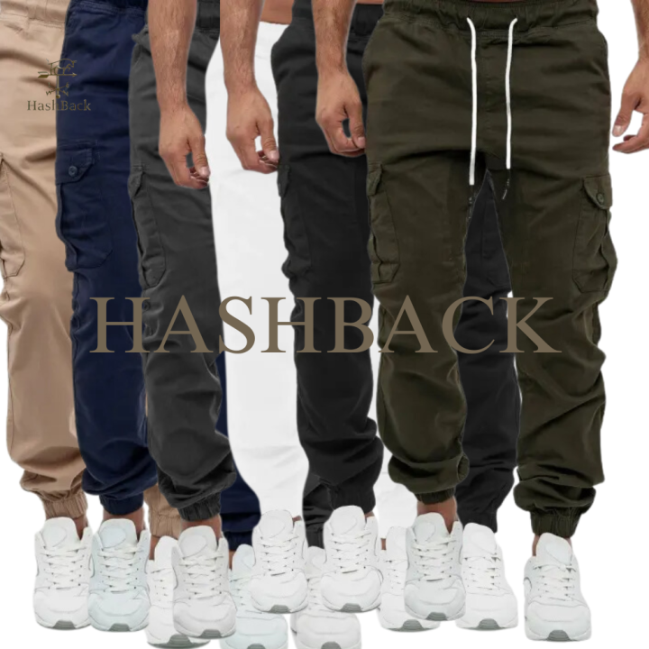 HashBack 6 pockets Cargo Jogger Trousers for Men Elasticated Bottom - Stylish and Premium Quality Men's Trousers