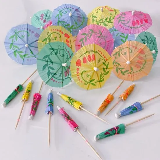 Pack of 25 - Cocktail Paper Umbrella Picks for Food Decor (Cocktail Umbrella Pick) - Cake Sweets Decoration Picks