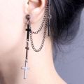 Fashion Exaggeration Fashion Tassel Ear Chains Cuff Earrings Metal Christian Chain Drop Pendants Gothic Punk Style Pendant Clip Jewelry. 