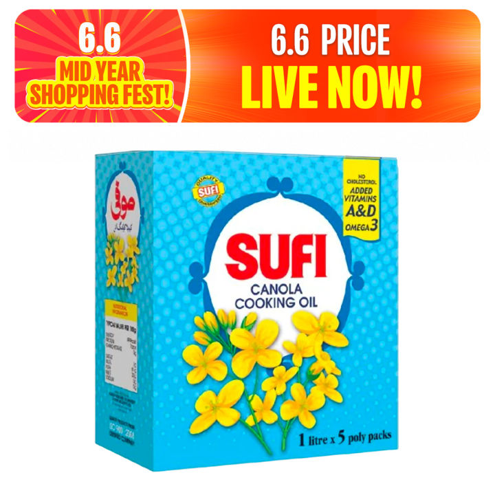 Sufi Canola Cooking Oil 1Ltr x 5 Poly Bag