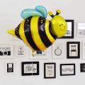 Honey Bee Birthday Foil Balloons Theme With Black Birthday Foil & Stars Foil Balloons. 