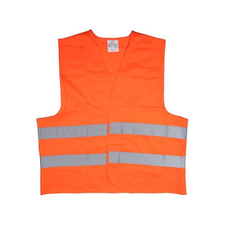 Safety Jacket / Safety Vests Orange Reflective Strips High Visibility Traffic Jacket 60 Gms