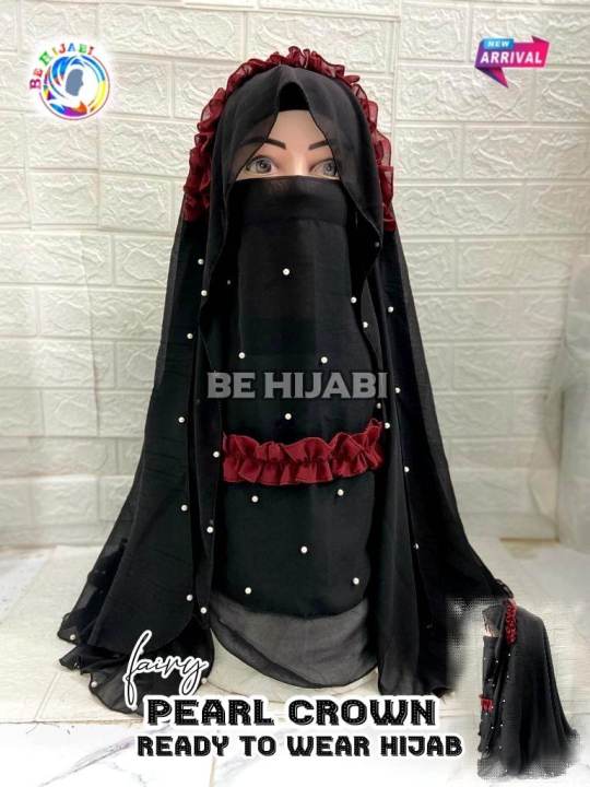 viral Fairy Crown Hijab With Naqab Ready To Wear