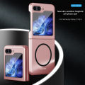 For Samsung Galaxy Z Flip 5 Case Shockproof Scrub Matte Suction Ring Soft Edge Silicone Frame Hard Clear Back Cover for Samsung Galaxy Z Flip5 Phone Cases. 