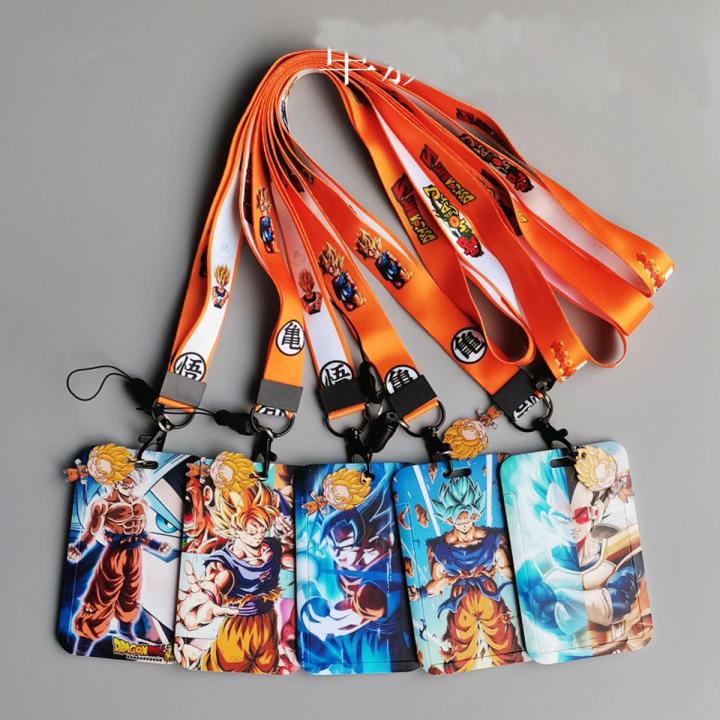 Dragon Ball Super Saiyan Anime Characters PVC Card Holder Student Outdoor Hard Case Hanging Neck Bag Card Cover Lanyard ID Card