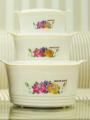 Peacock White Gold Hot Pot 3 Pieces Set Insulated Food Warmer or Cooler White Hot Pot Set. 