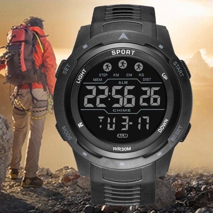 【S Elvey Trend Store】New Sport LED Electronic Mens Alarm Stopwatch Waterproof Digital Wrist For Men