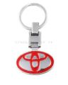 Stainless Steel Toyota Logo Key Chain | High Quality Stylish Car Bike Keyring | Red Coloured Double Side Toyota Logo Keychain Keyring. 