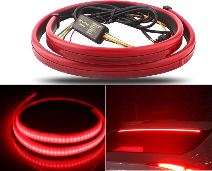 Car Third Brake Light LED Universal Rear Tail Light Strip Bar Multifunctions With Sequential Flow Turn Signal Indicators