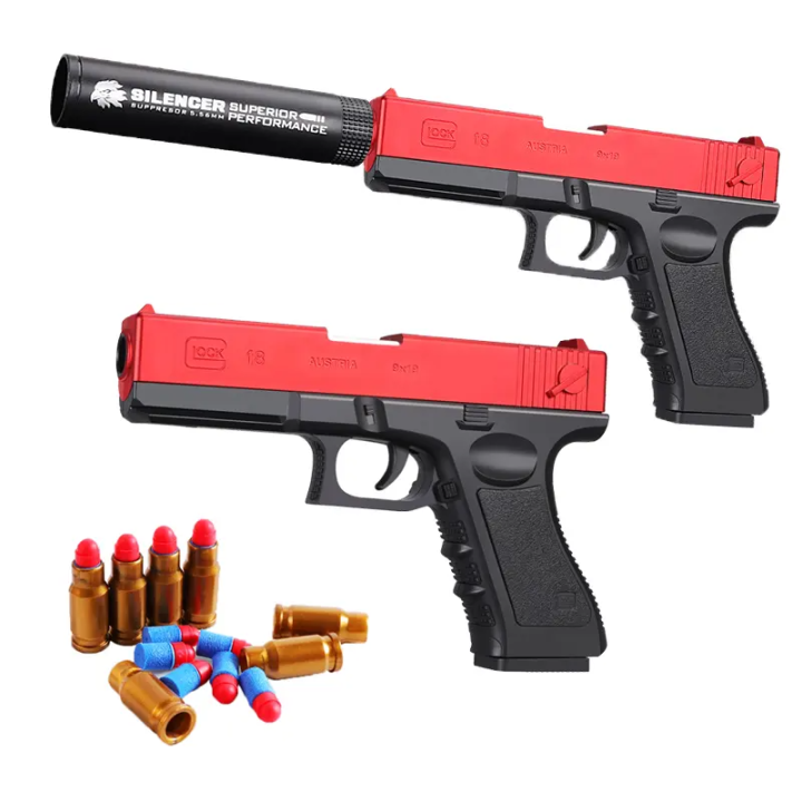 Toy Gun with suppressor for Children - Safe Foam Dart & Gel Ball Blaster, Long-Distance Shooting, High-Quality ABS Plastic, Perfect Gift for Kids