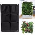 6 Pockets Vertical Hanging Garden for Herbs and Flowering and Vegetable Plants - Vertical Garden Grow Bags and Planter - Black - Length 25.5 inches - Breadth 18 inches. 